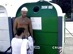 Sportive boy fucked in exhib outdoor