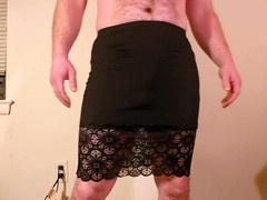 Fat ass, amateur crossdresser, short skirt