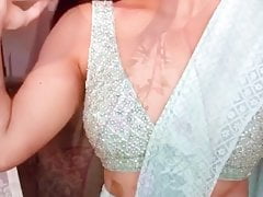 Slut got spitted and cummed on her sexy body and slutty face
