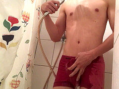 Gay shower, jerk off, gay cumshot