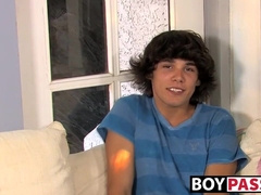 Young bloke fingers his ass and masturbates after interview