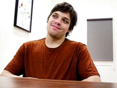 Hairy dude with longish hair takes a huge facial