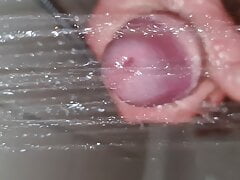 Close-Up Handjob with Cumshot in the Shower Slow Motion Cum