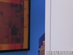 Dylan Knight takes a pounding with his leg up on Chris Bines shoulder