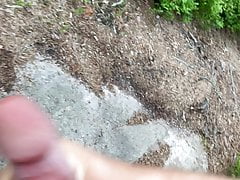 Masturbating and naked in public forest