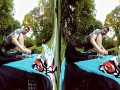 Twinkyhornyboi gets wild with big gay dildos in the woods