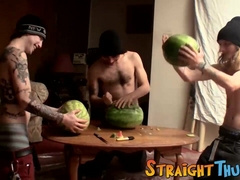 Three twinks stopped by for a hot shared jack off shoot