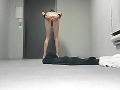 NAKED SEXY SMOOTH SKINNY FEMBOY WAITING FOR THE ELEVATOR