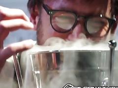 Nerdy scientist morphs himself into hot hunk & fucks 2 muscled hunks