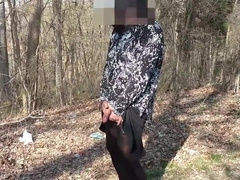Outdoor Crossdresser Jane Plays with Sex Toy