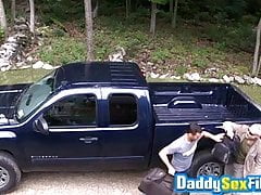 Sloppy blowjobs after peeing time with muscular mature guys
