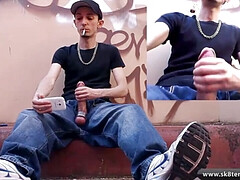 Outdoor dildo fun and smoking in stockings