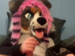 Fur covered penetrates his cock-squeezing butt until he jizzes