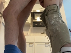 two dangled employees pulverize at construction website sans a condom money-shot