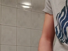 Man Drains his Dick in the Shower Jizz Shot and Squealing