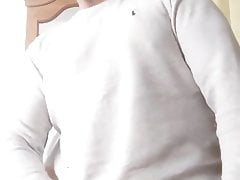 hairy bear stroking big thick uncut cock