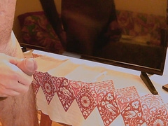 Earl drains and ejaculates on the TV screen