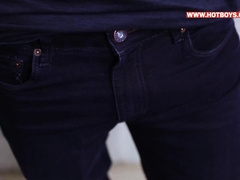 Young guy sitting on the grocery supermarket delivery fellow's shaft