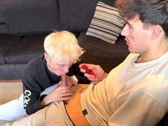 Gay hot guys, jerking off, blowjob while gaming