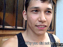 straight youthful Latino gets picked up and moist fucked