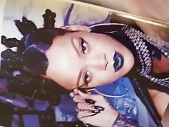 Handjob and cum on magazine