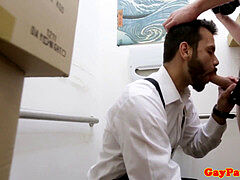 Pawnbroker romps hetero customer on toilet