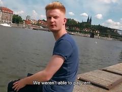 Tall Blond Guy Needs Some Extra Cash, So He Takes The Offer To Stuff A Cock In His Mouth Get Paid - BigStr