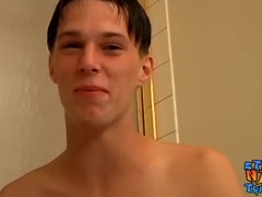 Youthful Fellow Drains his Giant Jizz-Shotgun until he Blows A Load Geysers