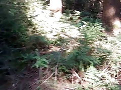 Quick cumshot outdoor in the woods