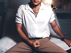 Handsome man Noel Dero, dressed in old money style, masturbates on camera and cums loudly.