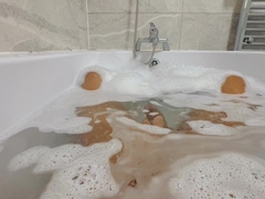 Stepmother witnessing while Young guy Jacking in Bathtub