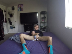 Baby Faced Kainan Strokes His Huge Cock