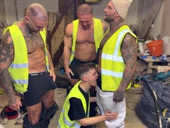 Chav Lad Vs three Ginormous Sausages & Decorated in three Big Fountains