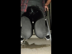 Pissing Skinny Jeans On Balcony