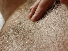 Verbal glasgow bear playing with his hairy body, cock and pissing on my ginger pubes