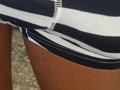 I am throating the gigantic phat and black hard-on to my neighbor with a pair of striped trunks.