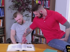 Hunky inked bottom anally fucked and fisted by stud
