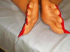 Showing my new friends long sharp toenails and pissing on them