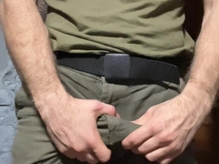 Builder masturbates off steamy boner after work! Good-sized geyser of spunk!