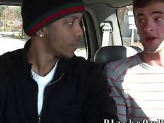 Two white guys get deep inside this black dude's ass