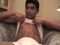 Fido displaying his exotic muscles on his own