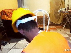 Worker is smoking