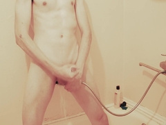 I trim my individual sphere and wank lounging in the shower