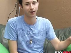 Cute twink shoving dildo up tight ass