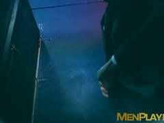 Horny Drew Dixon hops on the sling and get a rough ass drilling from Leo La Rosa