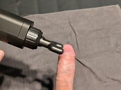 Uncut cock - cumming hands free with massage gun