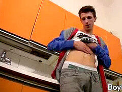 tatted lad Jesse Jenkins milks solo in the kitchen