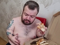 Homosexual, hot gay, cum on food and eat