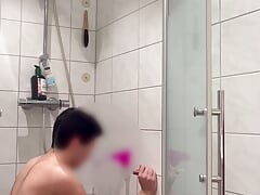 Latino boy using dildo for the first time