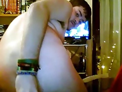 Sexy chubby cub playing with his ass